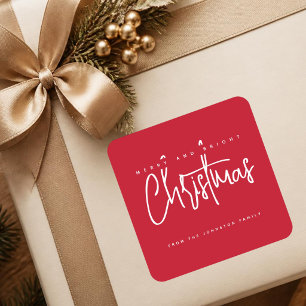 Adesivo Quadrado Roteiro simples de Natal Alegre e Brilhante Modern