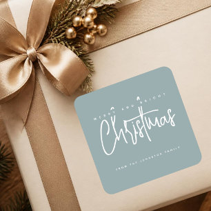 Adesivo Quadrado Roteiro simples de Natal Alegre e Brilhante Modern