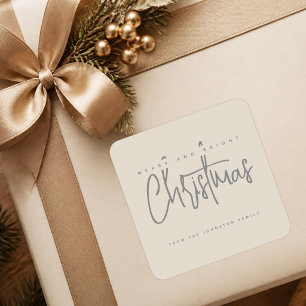 Adesivo Quadrado Roteiro simples de Natal Alegre e Brilhante Modern