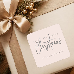 Adesivo Quadrado Roteiro simples de Natal Alegre e Brilhante Modern