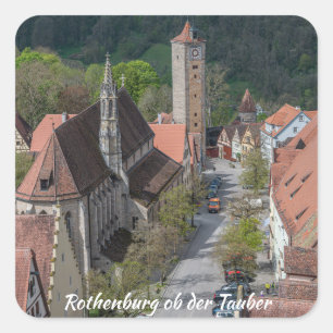 Adesivo Quadrado Rothenburg ob der tauber — cidade antiga de cima