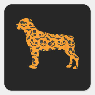 Adesivo Quadrado rottweiler abóbora forma morcego engraçado e ass