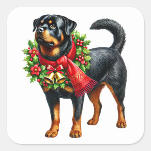 Adesivo Quadrado Rottweiler em Artes de Natal