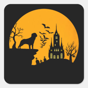 Adesivo Quadrado Rottweiler Halloween