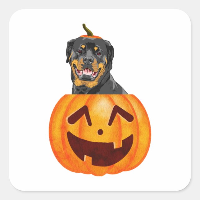 Adesivo Quadrado Rottweiler Halloween (Frente)