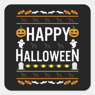 Adesivo Quadrado Rottweiler Halloween - Saqueia de Cachorro Pregui