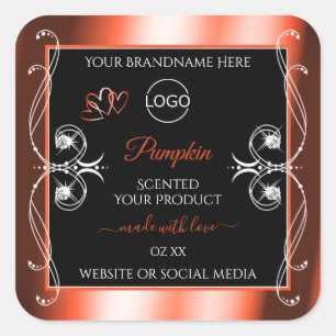 Adesivo Quadrado Rotulagem de produto vermelho laranja Negra Orname