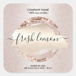 Adesivo Quadrado Rotulagem de velas - brilho rosa-rosado moderno