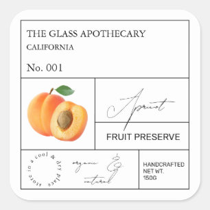 Adesivo Quadrado Rótulo Apothecary Apricot