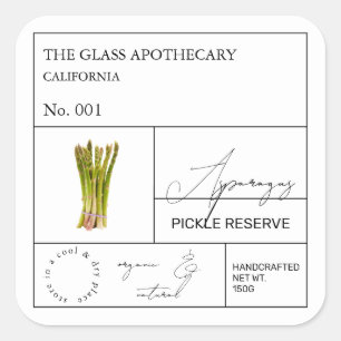 Adesivo Quadrado Rótulo Apothecary Asparagus