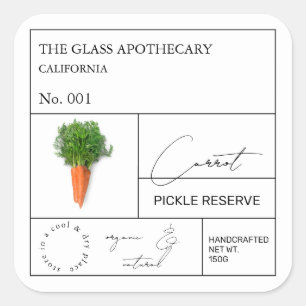 Adesivo Quadrado Rótulo Apothecary Carrot