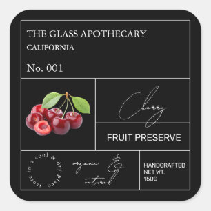 Adesivo Quadrado Rótulo Apothecary Cherry
