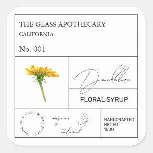 Adesivo Quadrado Rótulo Apothecary Dandelion
