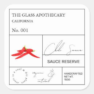 Adesivo Quadrado Rótulo Apothecary Hot Chili