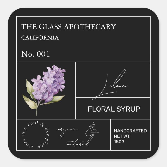 Adesivo Quadrado Rótulo Apothecary Lilac (Frente)