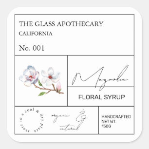 Adesivo Quadrado Rótulo Apothecary Magnolia