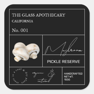 Adesivo Quadrado Rótulo Apothecary Mushroom