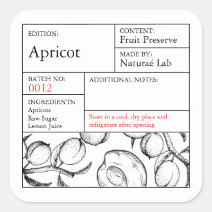 Adesivo Quadrado Rótulo Apricot de Apothecary Preto e Branco