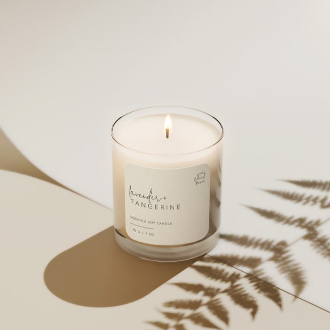 Adesivo Quadrado Rótulo branco preto da vela de soja simples minima (Criador carregado)