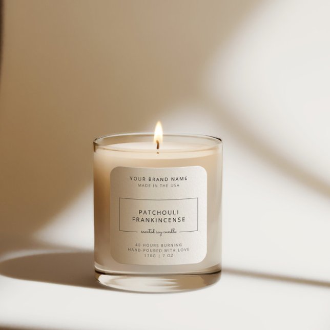 Adesivo Quadrado Rótulo branco preto da vela de soja simples minima (Criador carregado)