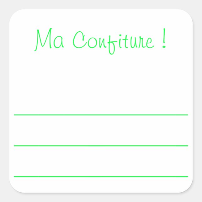 Adesivo Quadrado Rótulo compota verde “a minha compota " (Frente)