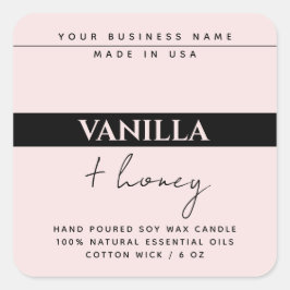 Adesivo Quadrado Rótulo cor-de-rosa preto do produto da vela modern