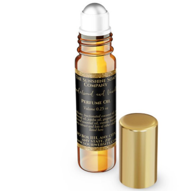 Adesivo Quadrado Rótulo da garrafa do cilindro de perfumaria preto  (Criador carregado)