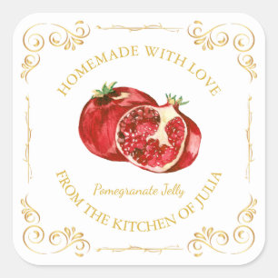 Adesivo Quadrado Rótulo da Praça da Gelly do Pomegranato da Vintage