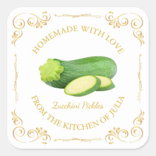 Adesivo Quadrado Rótulo da Praça da Pickle do Zucchini Homemade