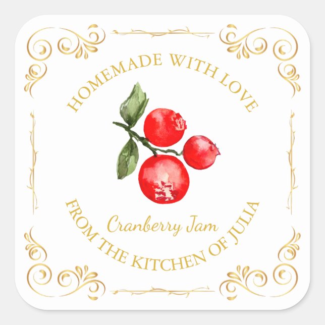 Adesivo Quadrado Rótulo da Praça de Amostras Homemade Cranberry (Frente)