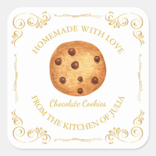 Adesivo Quadrado Rótulo da Praça de Cookies Homemados da Vintage -