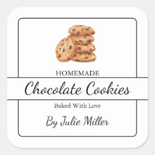 Adesivo Quadrado Rótulo da Praça de Cookies Homemados Simples
