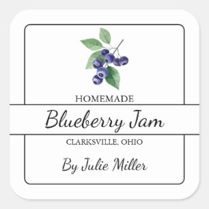 Adesivo Quadrado Rótulo da Praça de Emperramento de Aroma Blueberry