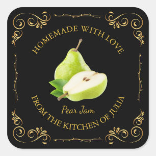 Adesivo Quadrado Rótulo da Praça de Emperramento de Pear Homemade