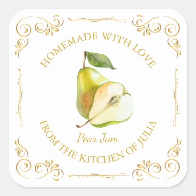 Adesivo Quadrado Rótulo da Praça de Emperramento de Pear Homemade (Frente)