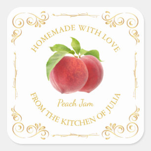 Adesivo Quadrado Rótulo da Praça de Emperramento de Pêssego Homemad