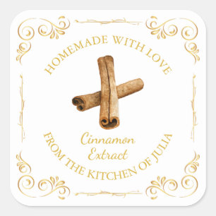 Adesivo Quadrado Rótulo da Praça de Extração Cinnamon Homemade