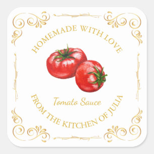 Adesivo Quadrado Rótulo da Praça do Molho de Tomato Homemade