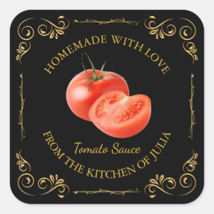 Adesivo Quadrado Rótulo da Praça do Molho de Tomato Homemade