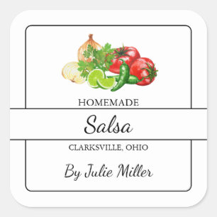 Adesivo Quadrado Rótulo da Praça Salsa Homemade