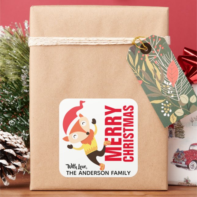 Adesivo Quadrado Rótulo da Raposa de Natal (Feriado)