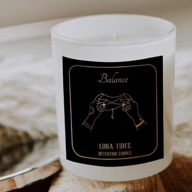 Adesivo Quadrado Rótulo da Vela de Intenção de Equilíbrio da Lua Do (Criador carregado)