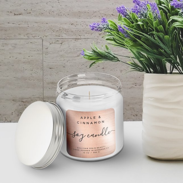 Adesivo Quadrado Rótulo da Vela de Soja metálico escovado com folha (Criador carregado)