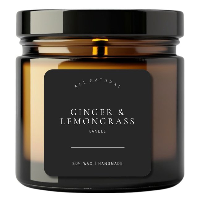 Adesivo Quadrado Rótulo da Vela de Soja Perfumada Mínima Preta (Criador carregado)