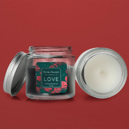 Adesivo Quadrado Rótulo das flores vermelhas legíveis