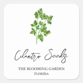Adesivo Quadrado Rótulo das Sementes de Cilantro