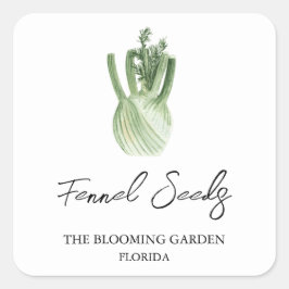 Adesivo Quadrado Rótulo das sementes de funcho