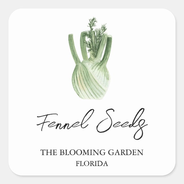 Adesivo Quadrado Rótulo das sementes de funcho (Frente)