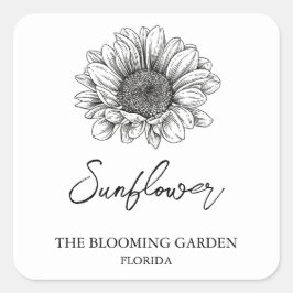 Adesivo Quadrado Rótulo das sementes de girassol