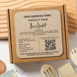 Adesivo Quadrado rótulo de alimento Código QR Cabana Rústica Texas